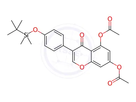 Chemical structure of 5,7-Bis(acetyloxy)-3-[4-[[(1,1-dimethylethyl)dimethylsilyl]oxy]phenyl]-4H-1-benzopyran-4-one