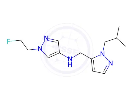 Chemical structure of 1-(2-fluoroethyl)-N-[(1-isobutyl-1H-pyrazol-5-yl)methyl]-1H-pyrazol-4-amine