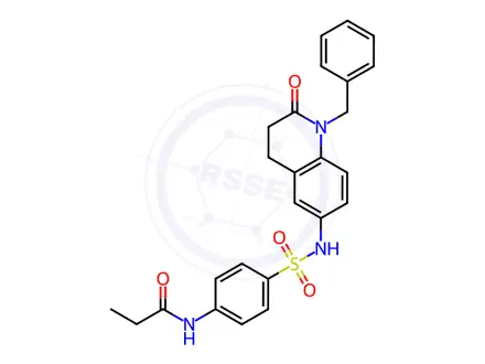 Chemical structure of N-(4-(N-(1-Benzyl-2-oxo-1,2,3,4-tetrahydroquinolin-6-yl)sulfamoyl)phenyl)propionamide