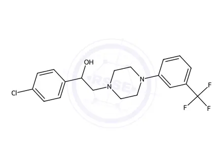 Chemical structure of 1-(4-Chlorophenyl)-2-(4-(3-(trifluoromethyl)phenyl)piperazin-1-yl)ethan-1-ol