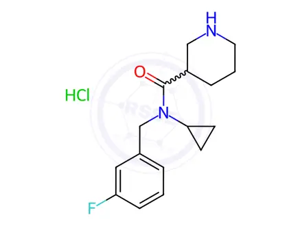 Chemical structure of Piperidine-3-carboxylic acid cyclopropyl-(3-fluoro-benzyl)-aMide hydrochloride
