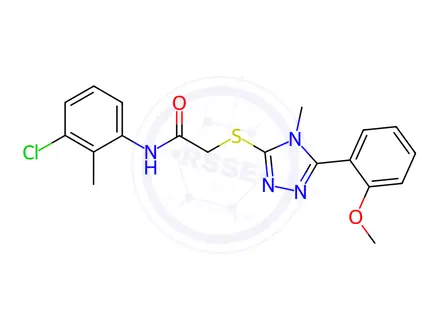 Chemical structure of N-(3-chloro-2-methylphenyl)-2-((5-(2-methoxyphenyl)-4-methyl-4H-1,2,4-triazol-3-yl)thio)acetamide