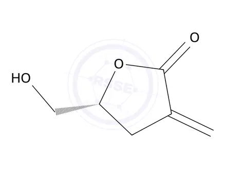 Chemical structure of (5R)-5-(hydroxymethyl)-3-methylideneoxolan-2-one