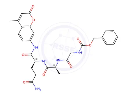 Chemical structure of Z-Gly-Ala-Gln-AMC