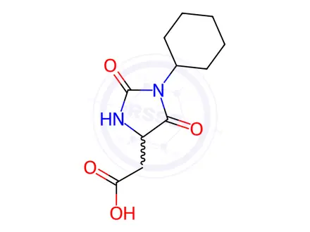 Chemical structure of (1-Cyclohexyl-2,5-dioxo-imidazolidin-4-yl)-acetic acid