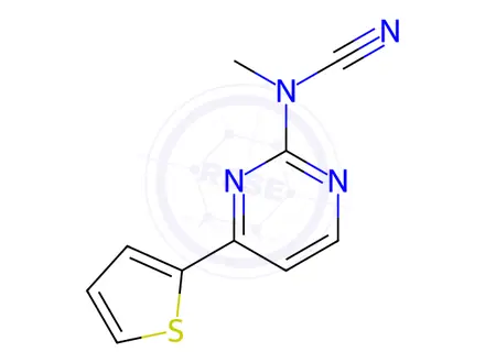 Chemical structure of N-Cyano-N-methyl-4-(thiophen-2-yl)pyrimidin-2-amine