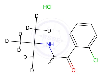 Chemical structure of 3-Deschloro-2-chloro Bupropion-d9 Hydrochloride