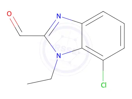 Chemical structure of 7-chloro-1-ethyl-1H-1,3-benzodiazole-2-carbaldehyde