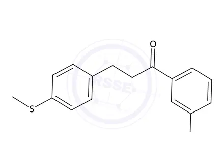 Chemical structure of 4-(3-(3-Fluorophenyl)-3-oxopropyl)benzothialdehyde