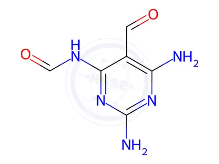 Chemical structure of N-(2,6-Diamino-5-formylpyrimidin-4-yl)formamide