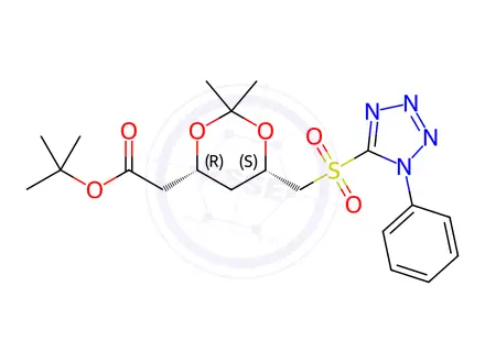 Chemical structure of tert-Butyl 2-[(4R,6S)-2,2-Dimethyl-6-[(1-phenyl-1H-terazol-5-ylsulfonyl)methyl]-1,3-dioxan-4-yl]acetate