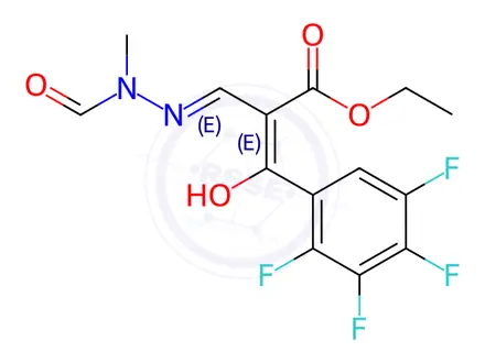 Chemical structure of 2,3,4,5-Tetrafluoro-a-[(2-formyl-2-methylhydrazinyl)methylene]-B-oxobenzenepropanoic Acid Ethyl Ester