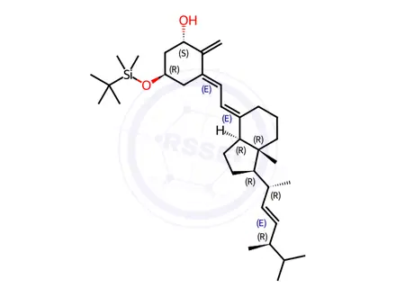 Chemical structure of (1S,3E,5R)-5-[[(1,1-dimethylethyl)dimethylsilyl]oxy]-2-methylene-3-[(2E)-2-[(1R,3aS,7aR)-octahydro-7a-methyl-1-[(1R,2E,4R)-1,4,5-trimethyl-2-hexen-1-yl]-4H-inden-4-ylidene]ethylidene]-cyclohexanol
