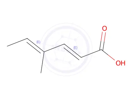 Chemical structure of (2E,4E)-4-Methylhexa-2,4-dienoic acid