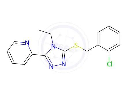 Chemical structure of 2-(5-((2-Chlorobenzyl)thio)-4-ethyl-4H-1,2,4-triazol-3-yl)pyridine
