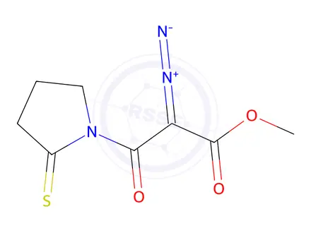 Chemical structure of 1-Pyrrolidinepropanoic acid,-alpha--diazo--bta--oxo-2-thioxo-, methyl ester
