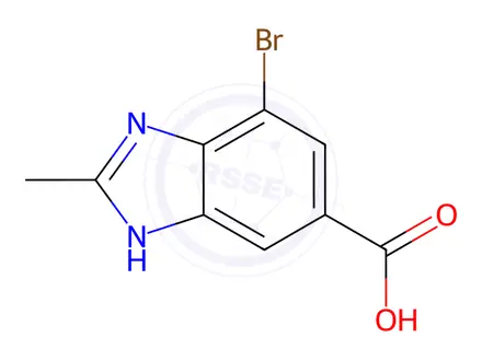 Chemical structure of 7-Bromo-2-methyl-1H-benzoimidazole-5-carboxylic acid