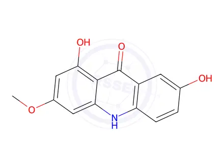 Chemical structure of 1,7-Dihydroxy-3-methoxyacridin-9(10H)-one
