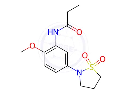 Chemical structure of N-(5-(1,1-Dioxidoisothiazolidin-2-yl)-2-methoxyphenyl)propionamide