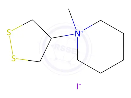 Chemical structure of 1-(1,2-Dithiolan-4-yl)-1-methylpiperidium iodide