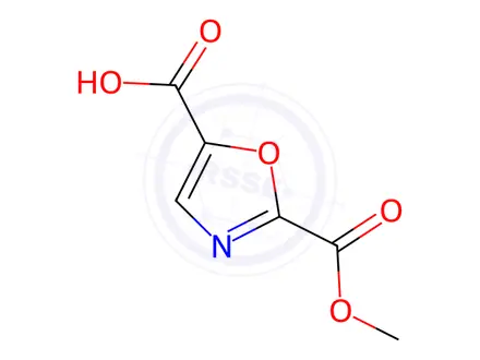 Chemical structure of 2,5-Oxazoledicarboxylic acid, 2-methyl ester