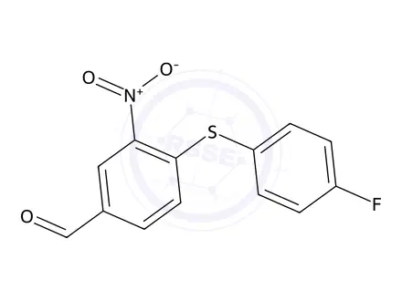 Chemical structure of 4-((4-Fluorophenyl)thio)-3-nitrobenzaldehyde