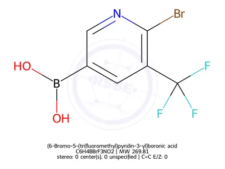 Chemical structure of (6-Bromo-5-(trifluoromethyl)pyridin-3-yl)boronic acid