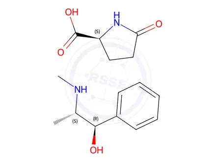 Chemical structure of 5-oxo-L-proline, compound with [R-(R*,S*)]-alpha-[1-(methylamino)ethyl]benzyl alcohol (1:1)