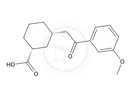 Chemical structure of cis-3-[2-(3-Methoxyphenyl)-2-oxoethyl]-cyclohexane-1-carboxylic acid