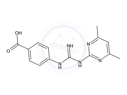 Chemical structure of 4-(3-(4,6-Dimethylpyrimidin-2-yl)guanidino)benzoic acid