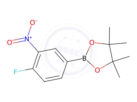 Chemical structure of 4-Fluoro-3-nitrobenzeneboronic acid pinacol ester, 97%