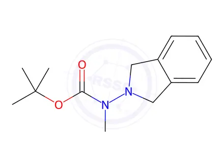 Chemical structure of Carbamic acid, N-(1,3-dihydro-2H-isoindol-2-yl)-N-methyl-, 1,1-dimethylethyl ester