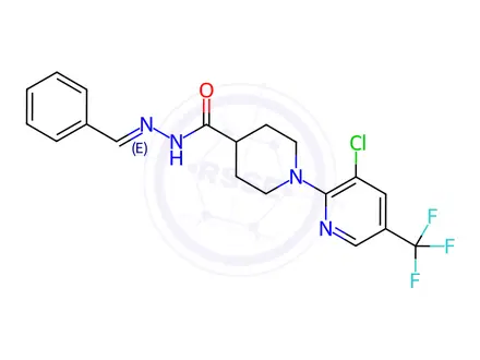 Chemical structure of 1-[3-chloro-5-(trifluoromethyl)-2-pyridinyl]-N'-(phenylmethylene)-4-piperidinecarbohydrazide