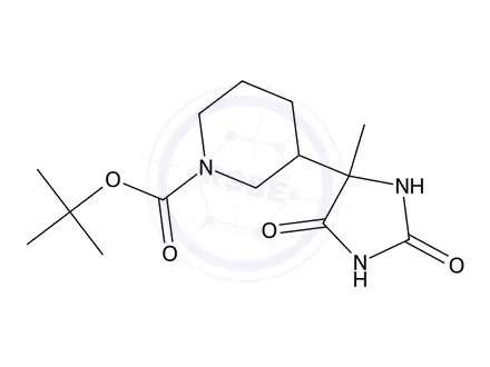Chemical structure of Tert-butyl 3-(4-methyl-2,5-dioxoimidazolidin-4-yl)piperidine-1-carboxylate