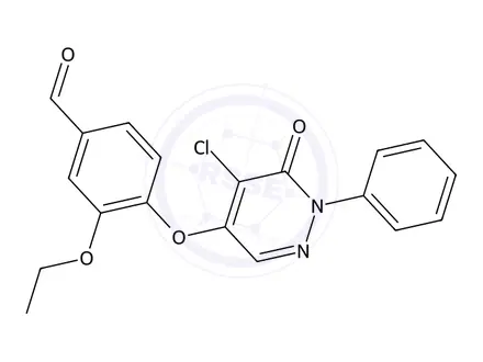 Chemical structure of 4-((5-Chloro-6-oxo-1-phenyl-1,6-dihydropyridazin-4-yl)oxy)-3-ethoxybenzaldehyde