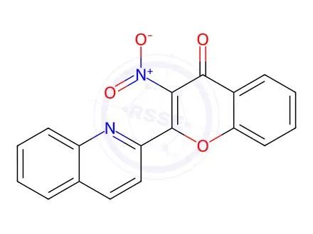 Chemical structure of 3-Nitro-2-(quinolin-2-yl)-4H-chromen-4-one