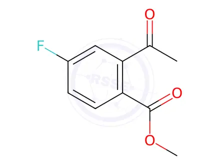 Chemical structure of Benzoic acid, 2-acetyl-4-fluoro-, methyl ester