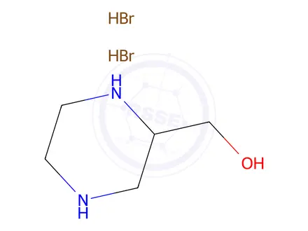 Chemical structure of 2-Piperazinemethanol, hydrobromide (1:2)