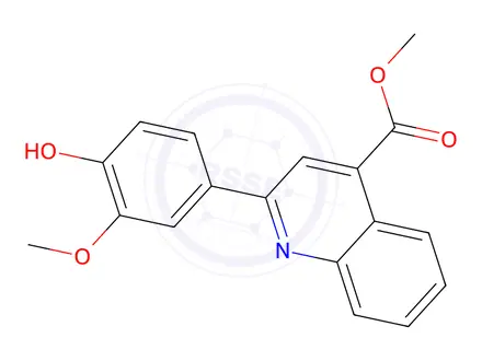 Chemical structure of 2-(4-Hydroxy-3-methoxy-phenyl)-quinoline-4-carboxylic acid methyl ester