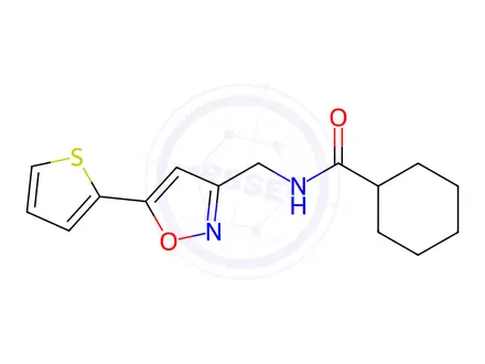 Chemical structure of N-((5-(Thiophen-2-yl)isoxazol-3-yl)methyl)cyclohexanecarboxamide