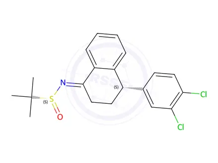 Chemical structure of [S(R)]-N-[(4S)-4-(3,4-Dichlorophenyl)-3,4-dihydro-1(2H)-naphthalenylidene]-2-methyl-2-propanesulfinamide