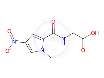 Chemical structure of 2-[(1-methyl-4-nitro-1H-pyrrol-2-yl)formamido]acetic acid