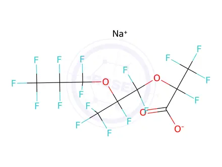 Chemical structure of Perfluoro-2,5-dimethyl-3,6-dioxanonanoic acid, sodium salt (HFPO-TA-Na)