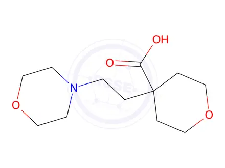 Chemical structure of 4-(2-Morpholinoethyl)tetrahydro-2h-pyran-4-carboxylic acid