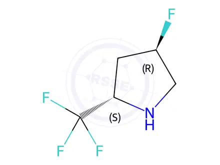 Chemical structure of (2S,4R)-4-fluoro-2-(trifluoromethyl)pyrrolidine