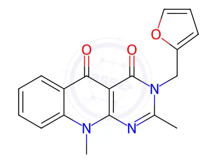 Chemical structure of 3-(Furan-2-ylmethyl)-2,10-dimethylpyrimido[4,5-b]quinoline-4,5(3H,10H)-dione