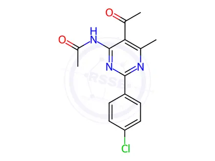 Chemical structure of N-(5-acetyl-2-(4-chlorophenyl)-6-methylpyrimidin-4-yl)acetamide