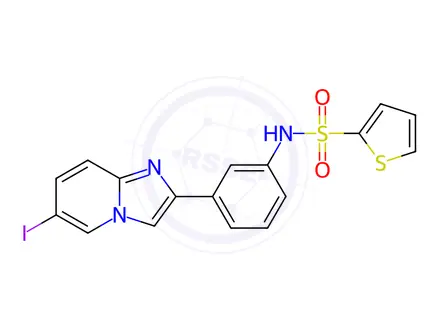Chemical structure of N-(3-(6-iodoimidazo[1,2-a]pyridin-2-yl)phenyl)thiophene-2-sulfonamide