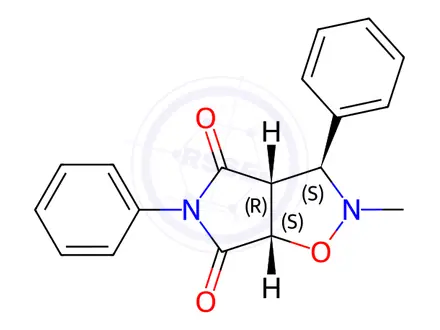 Chemical structure of (3S,3AR,6aS)-2-methyl-3,5-diphenyl-hexahydro-2H-pyrrolo[3,4-d][1,2]oxazole-4,6-dione