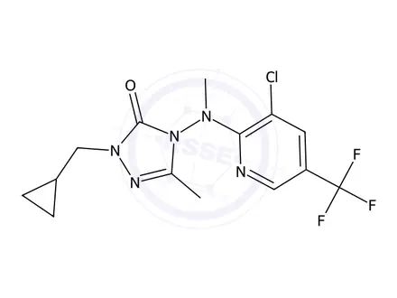 Chemical structure of 4-((3-Chloro-5-(trifluoromethyl)pyridin-2-yl)(methyl)amino)-2-(cyclopropylmethyl)-5-methyl-2,4-dihydro-3H-1,2,4-triazol-3-one